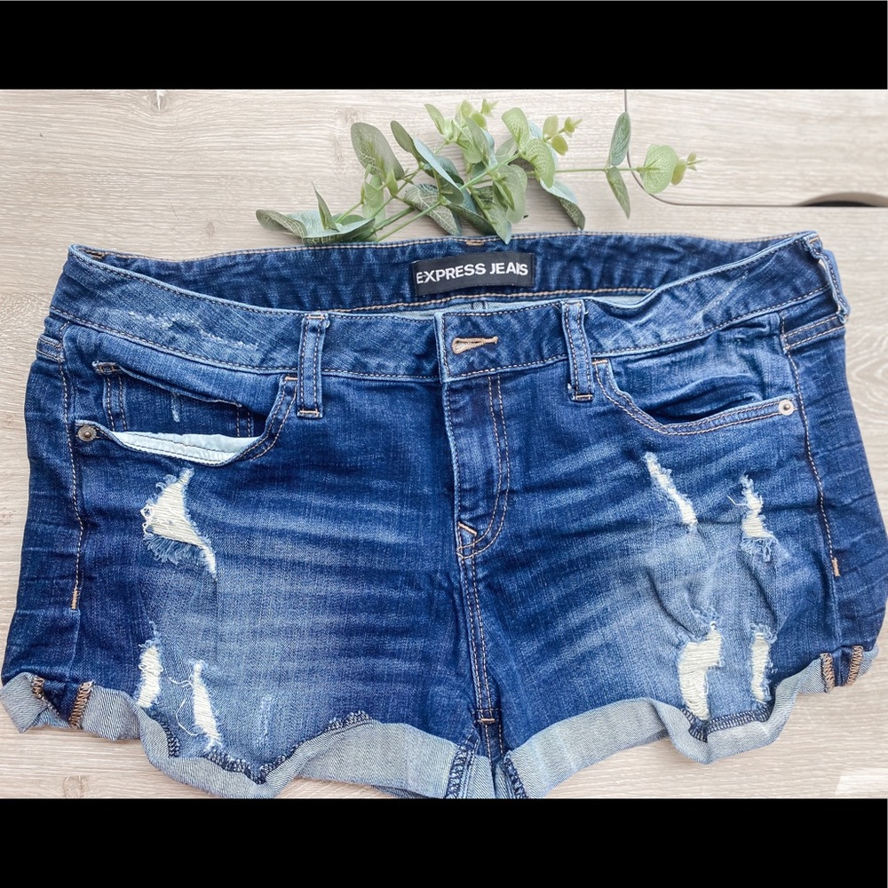 Express Ripped Cuffed Jean Shorts